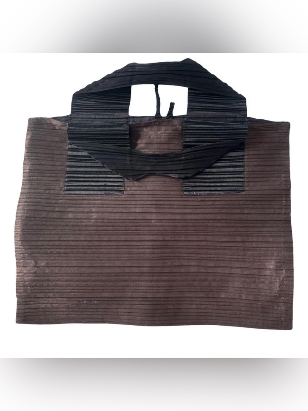 Vintage Issey Miyake Brown & Black pleated Tote Bag